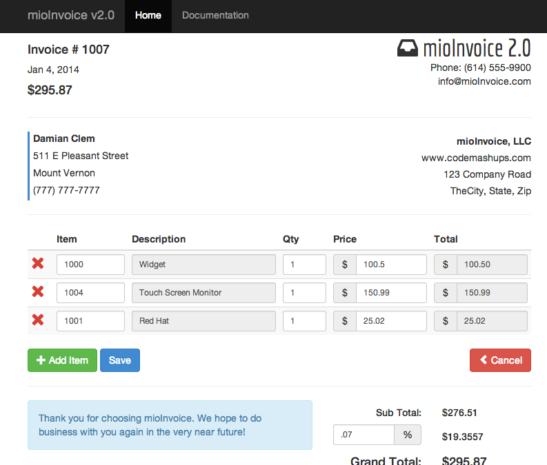 invoice bootstrap form 4 by mioInvoice Invoice viviosoft  jQuery Module PHP /